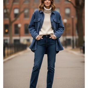 Madewell Herringbone Denim Shacket / Oversized Chore Jacket Indigo XL